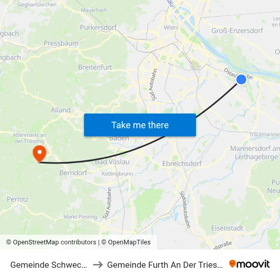 Gemeinde Schwechat to Gemeinde Furth An Der Triesting map