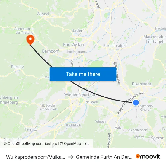 Wulkaprodersdorf/Vulkaprodrštof to Gemeinde Furth An Der Triesting map