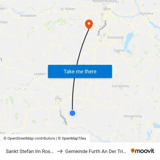 Sankt Stefan Im Rosental to Gemeinde Furth An Der Triesting map