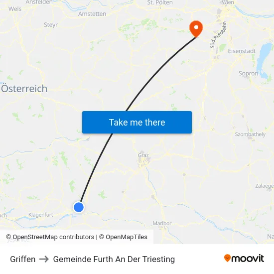 Griffen to Gemeinde Furth An Der Triesting map