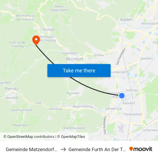 Gemeinde Matzendorf-Hölles to Gemeinde Furth An Der Triesting map
