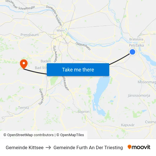 Gemeinde Kittsee to Gemeinde Furth An Der Triesting map
