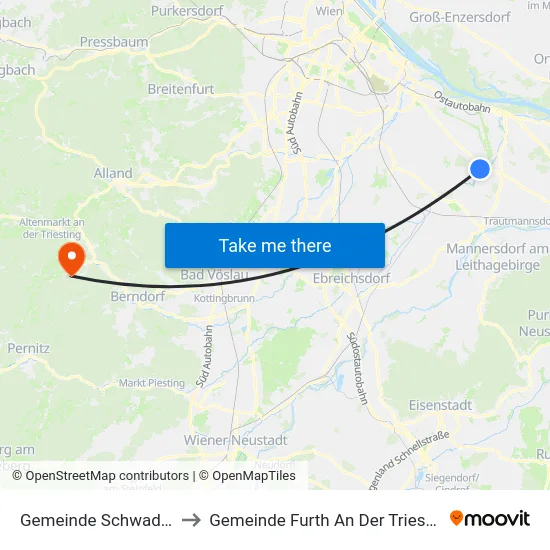 Gemeinde Schwadorf to Gemeinde Furth An Der Triesting map