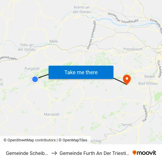 Gemeinde Scheibbs to Gemeinde Furth An Der Triesting map
