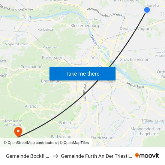 Gemeinde Bockfließ to Gemeinde Furth An Der Triesting map