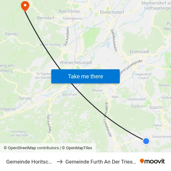 Gemeinde Horitschon to Gemeinde Furth An Der Triesting map