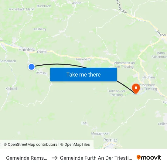 Gemeinde Ramsau to Gemeinde Furth An Der Triesting map