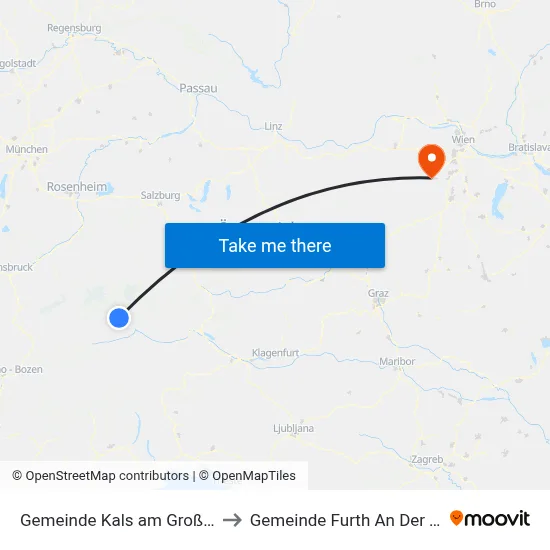 Gemeinde Kals am Großglockner to Gemeinde Furth An Der Triesting map