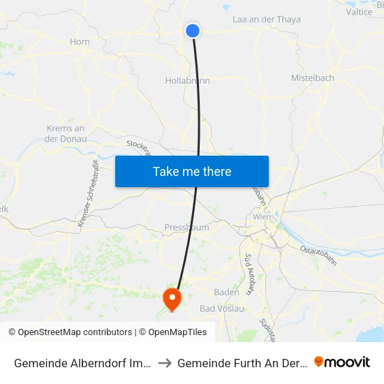 Gemeinde Alberndorf Im Pulkautal to Gemeinde Furth An Der Triesting map