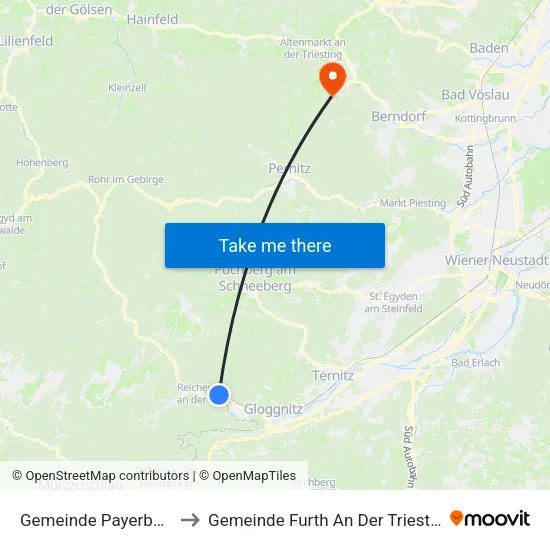 Gemeinde Payerbach to Gemeinde Furth An Der Triesting map