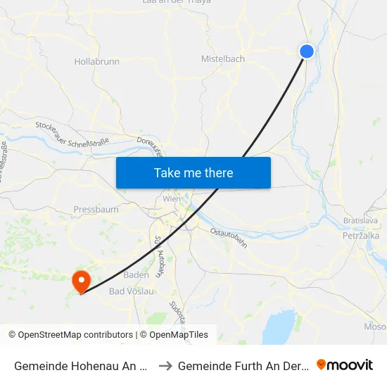 Gemeinde Hohenau An Der March to Gemeinde Furth An Der Triesting map