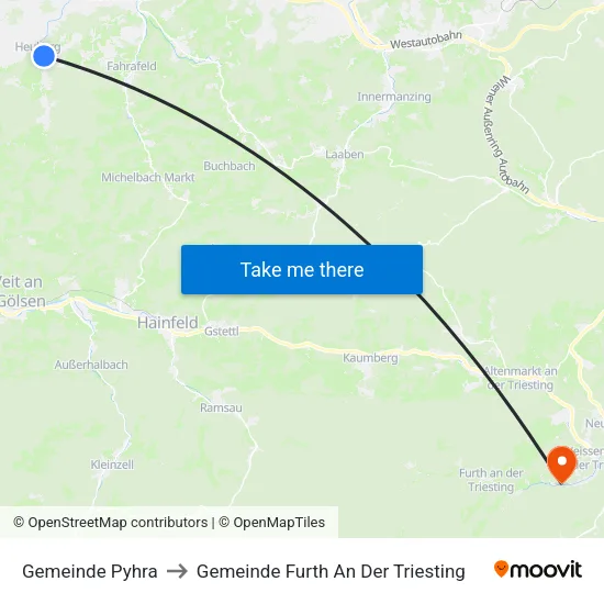Gemeinde Pyhra to Gemeinde Furth An Der Triesting map
