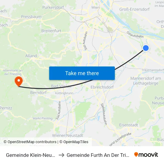 Gemeinde Klein-Neusiedl to Gemeinde Furth An Der Triesting map