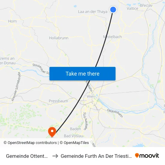 Gemeinde Ottenthal to Gemeinde Furth An Der Triesting map