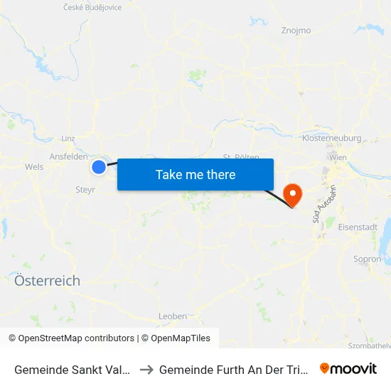 Gemeinde Sankt Valentin to Gemeinde Furth An Der Triesting map