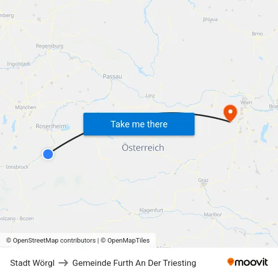 Stadt Wörgl to Gemeinde Furth An Der Triesting map