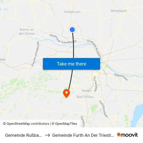 Gemeinde Rußbach to Gemeinde Furth An Der Triesting map
