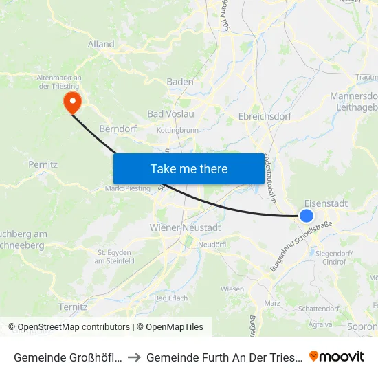 Gemeinde Großhöflein to Gemeinde Furth An Der Triesting map