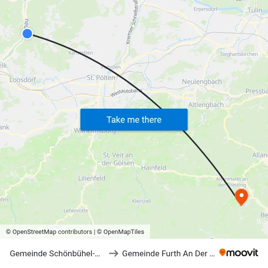 Gemeinde Schönbühel-Aggsbach to Gemeinde Furth An Der Triesting map