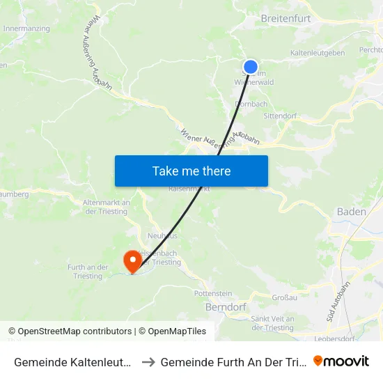Gemeinde Kaltenleutgeben to Gemeinde Furth An Der Triesting map