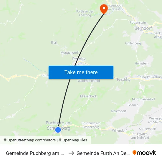 Gemeinde Puchberg am Schneeberg to Gemeinde Furth An Der Triesting map
