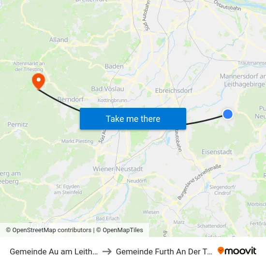 Gemeinde Au am Leithaberge to Gemeinde Furth An Der Triesting map
