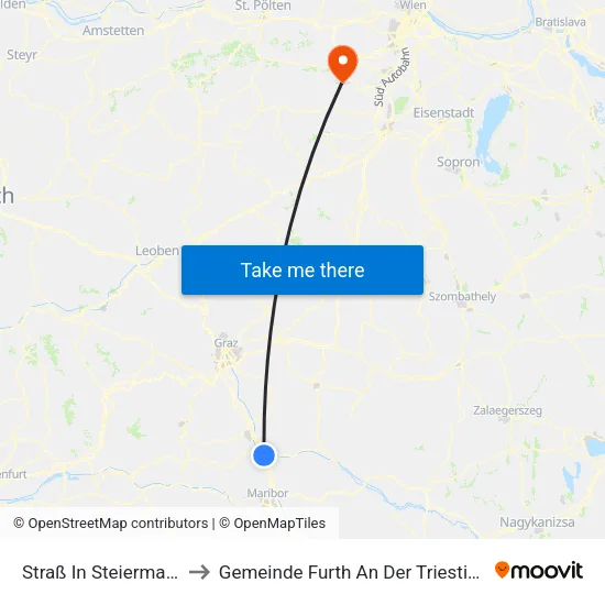 Straß In Steiermark to Gemeinde Furth An Der Triesting map