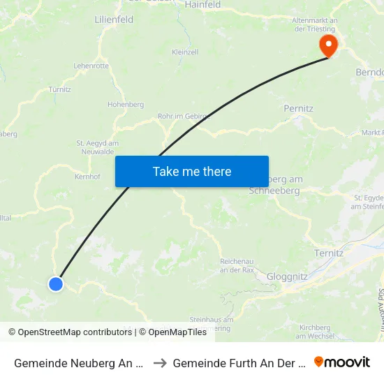 Gemeinde Neuberg An Der Mürz to Gemeinde Furth An Der Triesting map