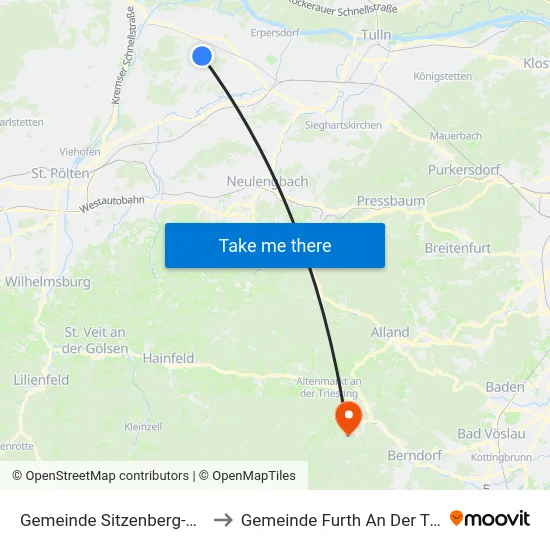 Gemeinde Sitzenberg-Reidling to Gemeinde Furth An Der Triesting map