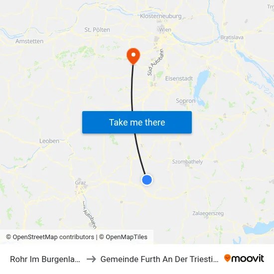 Rohr Im Burgenland to Gemeinde Furth An Der Triesting map