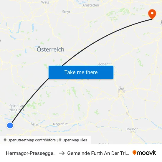 Hermagor-Pressegger See to Gemeinde Furth An Der Triesting map