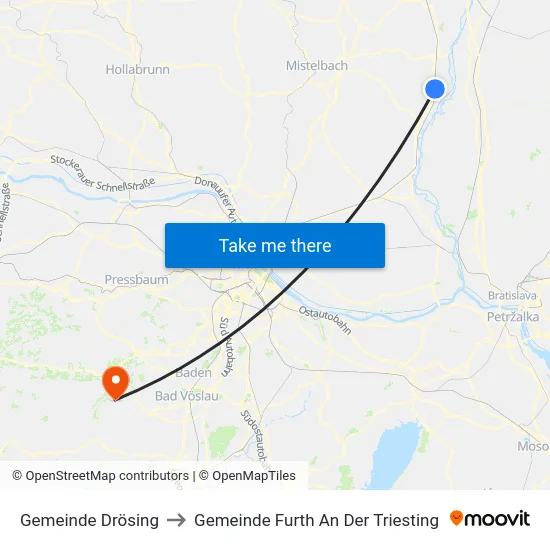 Gemeinde Drösing to Gemeinde Furth An Der Triesting map
