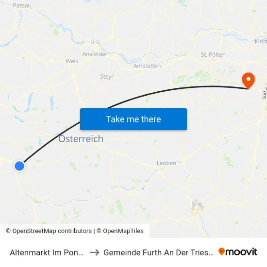Altenmarkt Im Pongau to Gemeinde Furth An Der Triesting map