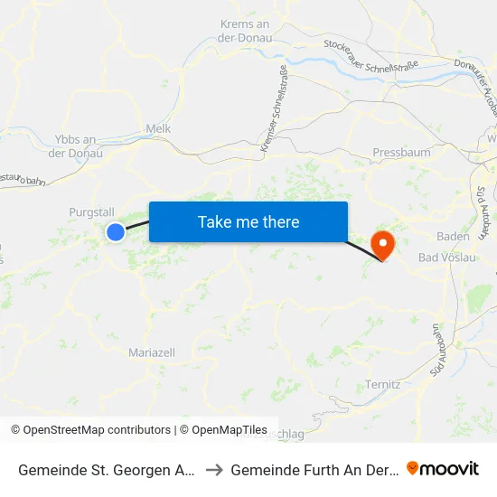Gemeinde St. Georgen An Der Leys to Gemeinde Furth An Der Triesting map