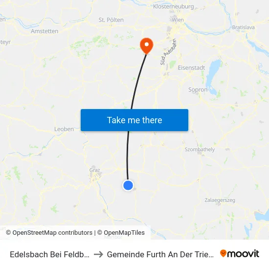 Edelsbach Bei Feldbach to Gemeinde Furth An Der Triesting map