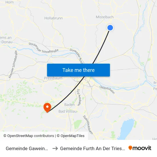 Gemeinde Gaweinstal to Gemeinde Furth An Der Triesting map