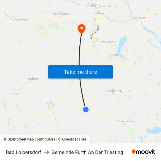 Bad Loipersdorf to Gemeinde Furth An Der Triesting map