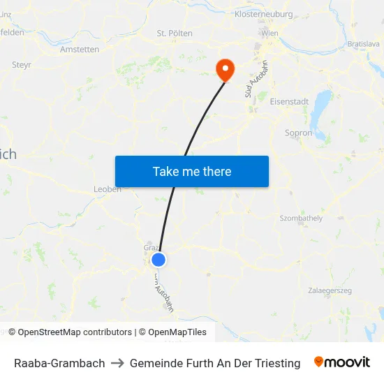 Raaba-Grambach to Gemeinde Furth An Der Triesting map