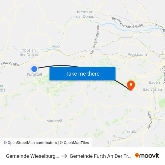 Gemeinde Wieselburg-Land to Gemeinde Furth An Der Triesting map
