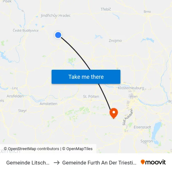 Gemeinde Litschau to Gemeinde Furth An Der Triesting map