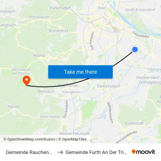 Gemeinde Rauchenwarth to Gemeinde Furth An Der Triesting map