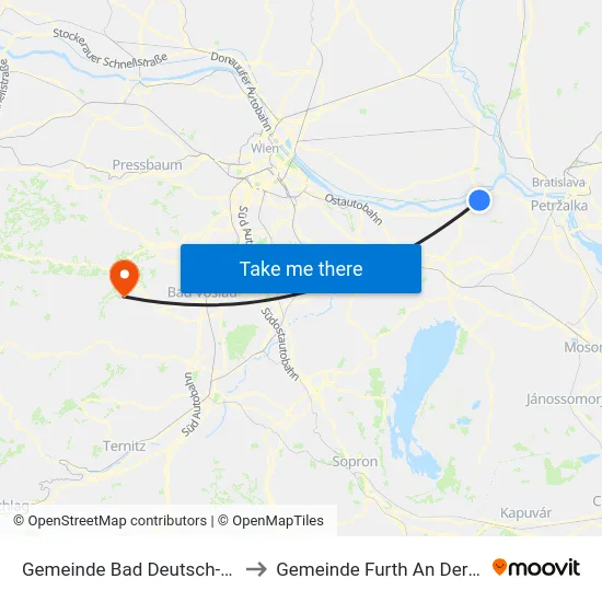 Gemeinde Bad Deutsch-Altenburg to Gemeinde Furth An Der Triesting map