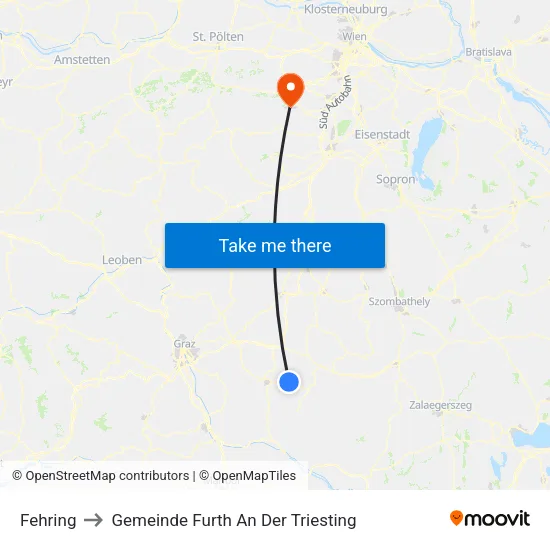 Fehring to Gemeinde Furth An Der Triesting map