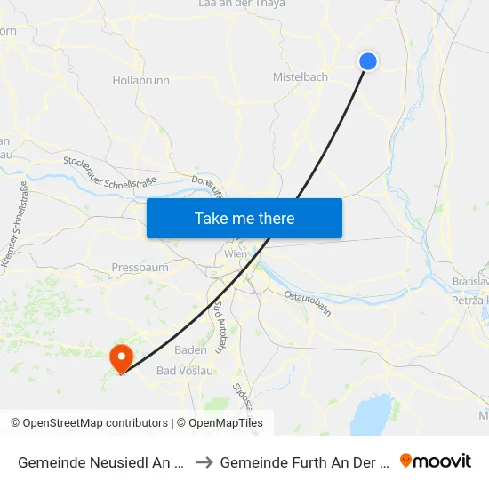 Gemeinde Neusiedl An Der Zaya to Gemeinde Furth An Der Triesting map