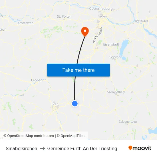 Sinabelkirchen to Gemeinde Furth An Der Triesting map