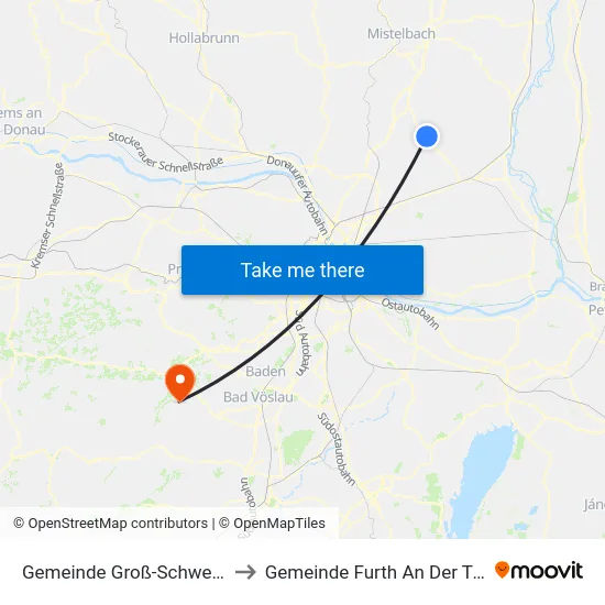 Gemeinde Groß-Schweinbarth to Gemeinde Furth An Der Triesting map
