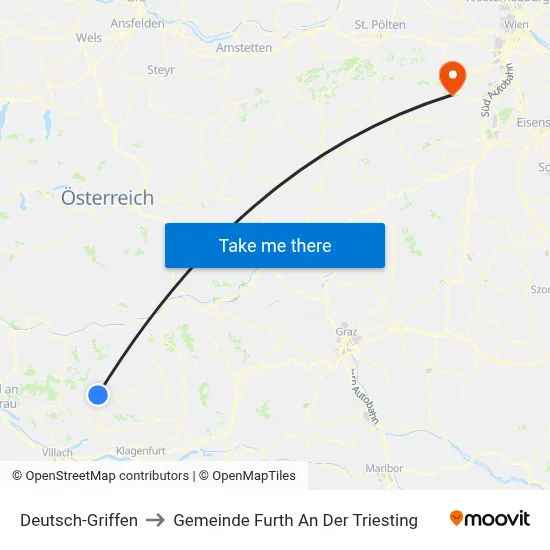 Deutsch-Griffen to Gemeinde Furth An Der Triesting map