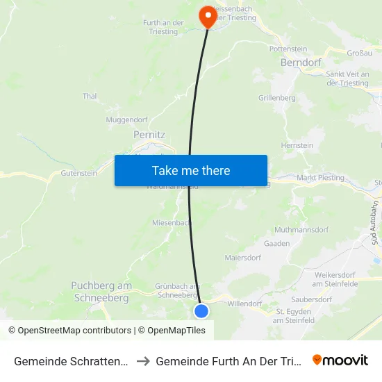 Gemeinde Schrattenbach to Gemeinde Furth An Der Triesting map