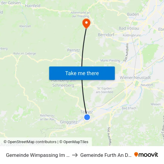Gemeinde Wimpassing Im Schwarzatale to Gemeinde Furth An Der Triesting map