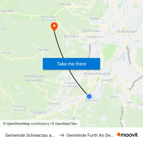 Gemeinde Schwarzau am Steinfeld to Gemeinde Furth An Der Triesting map